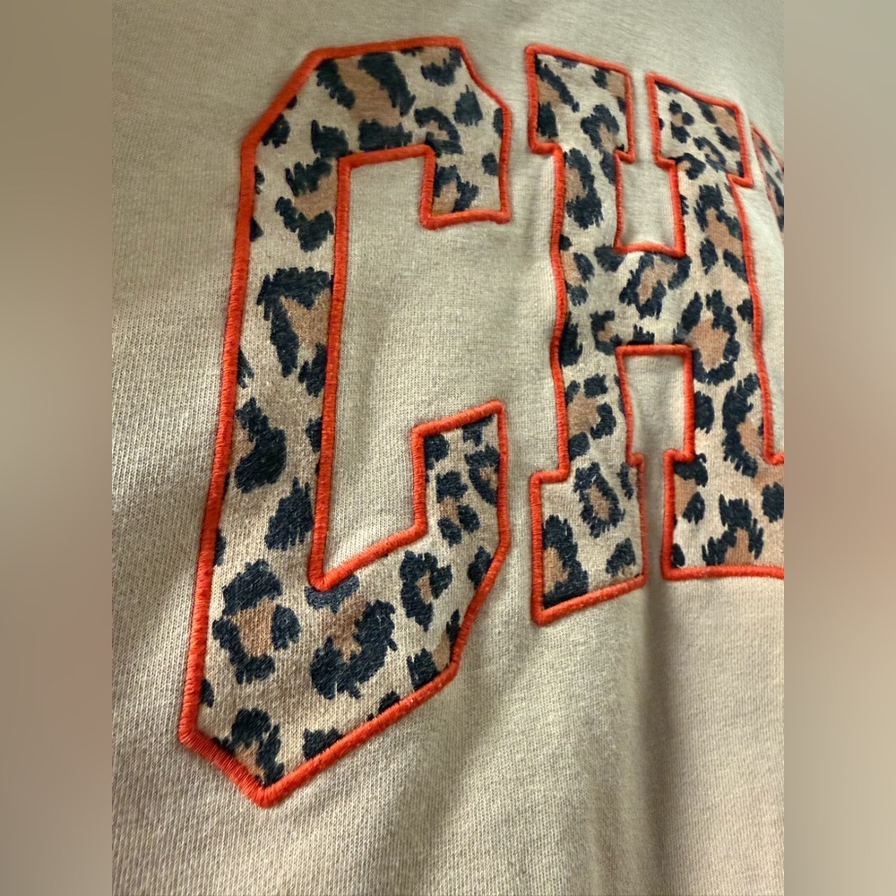 CHIC Leopard Print Lettered Sweatshirt
